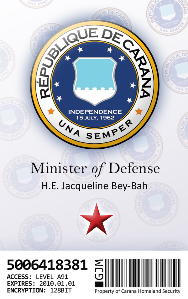 Sample of a badge given to participants in the Carana simulation